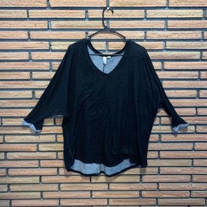 Black 3/4 sleeve heavier weight t-shirt